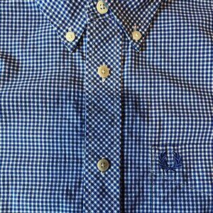 Fred Perry button up dress shirt blue gingham slim fit mod retro